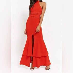 Privy Privileged formal red gown With a halter neckline Size S